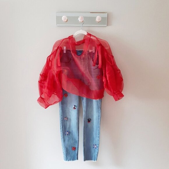 NWT For the Republic floral applique embellished slim ankle jeans, 25 - Picture 5 of 11